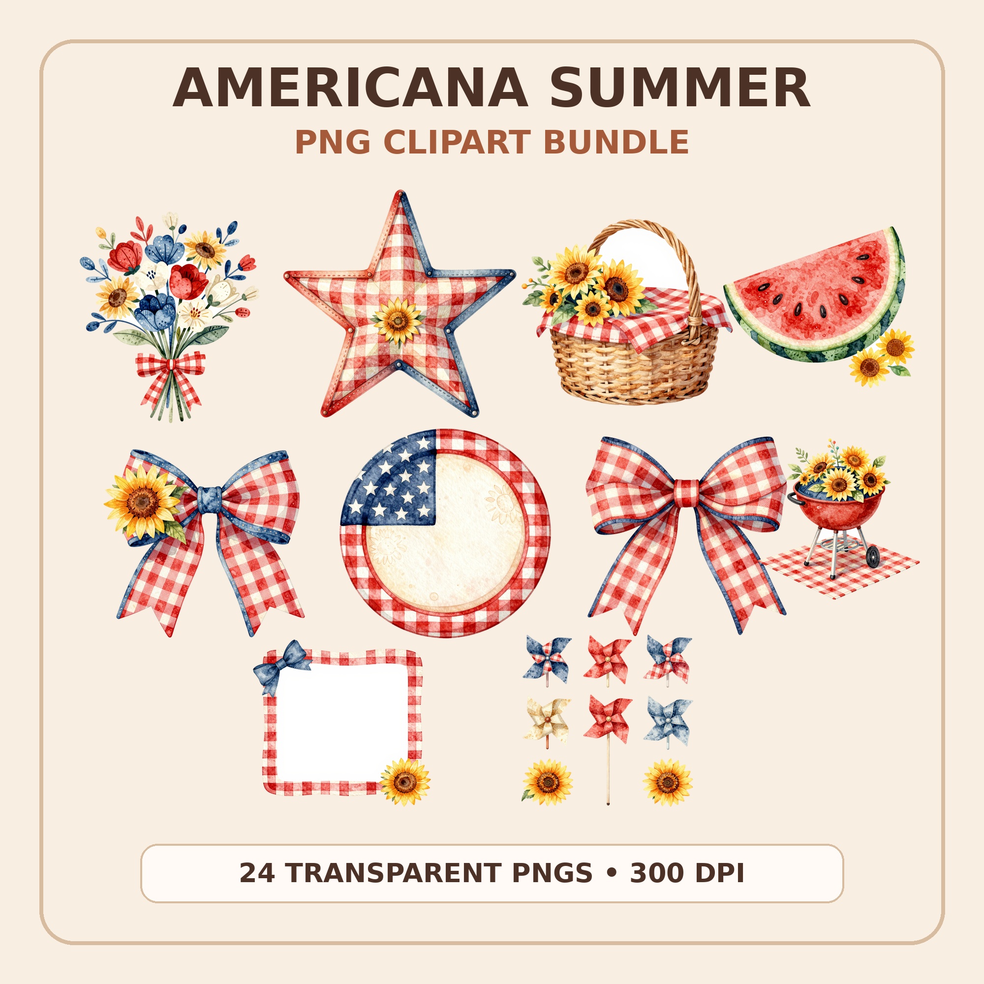 Americana Summer Clipart Bundle