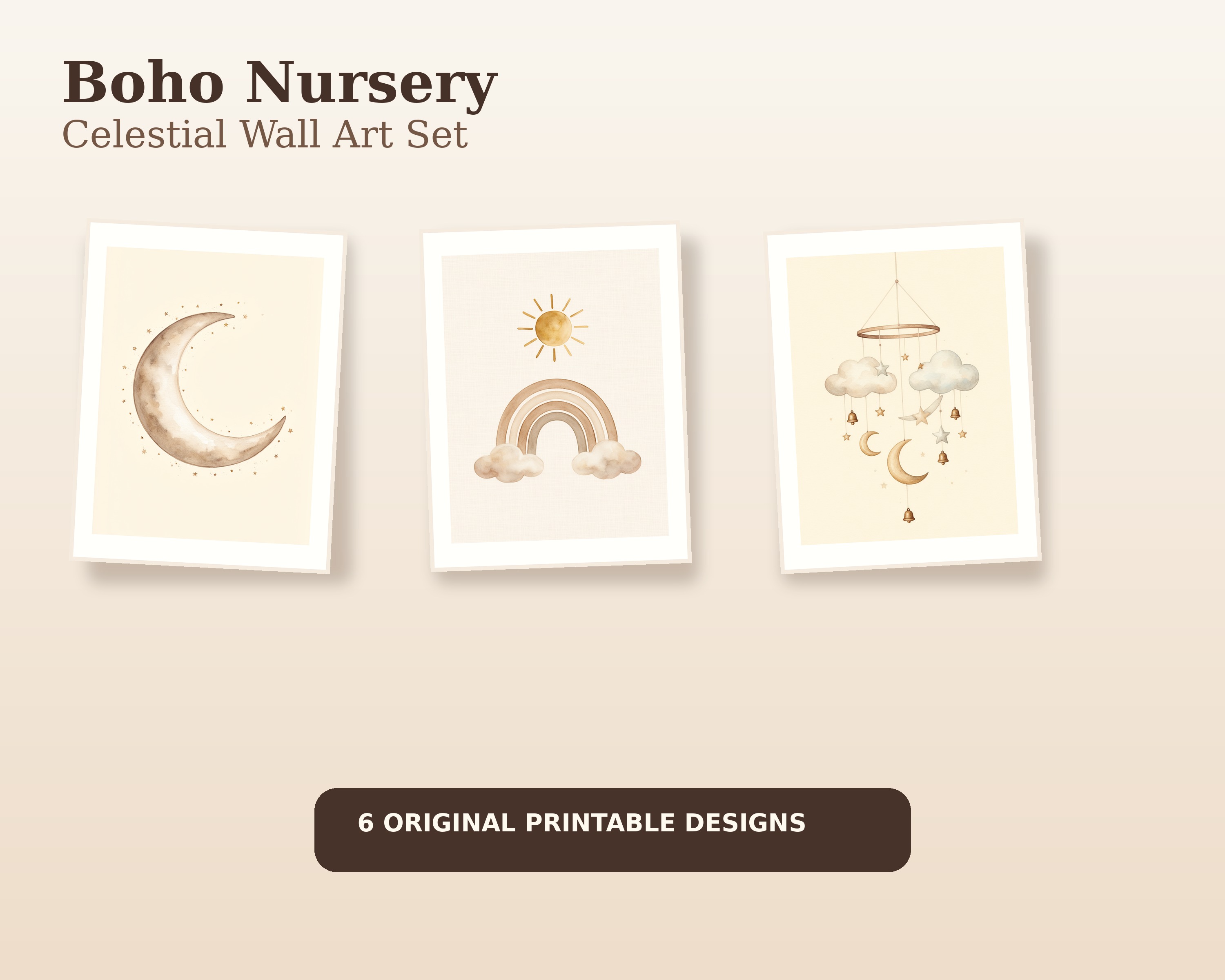 Boho Nursery Celestial Wall Art Set preview