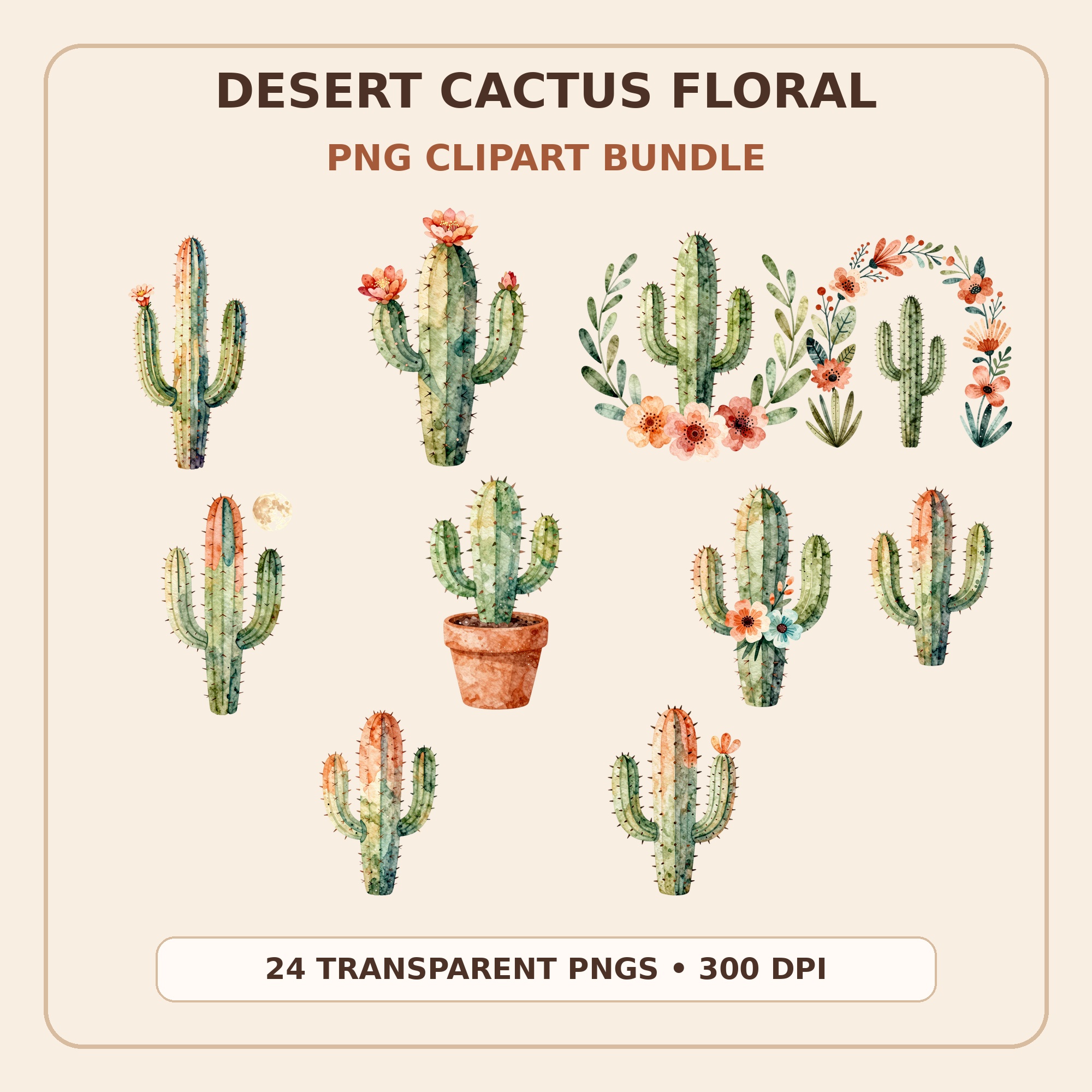Desert Cactus Clipart Bundle preview