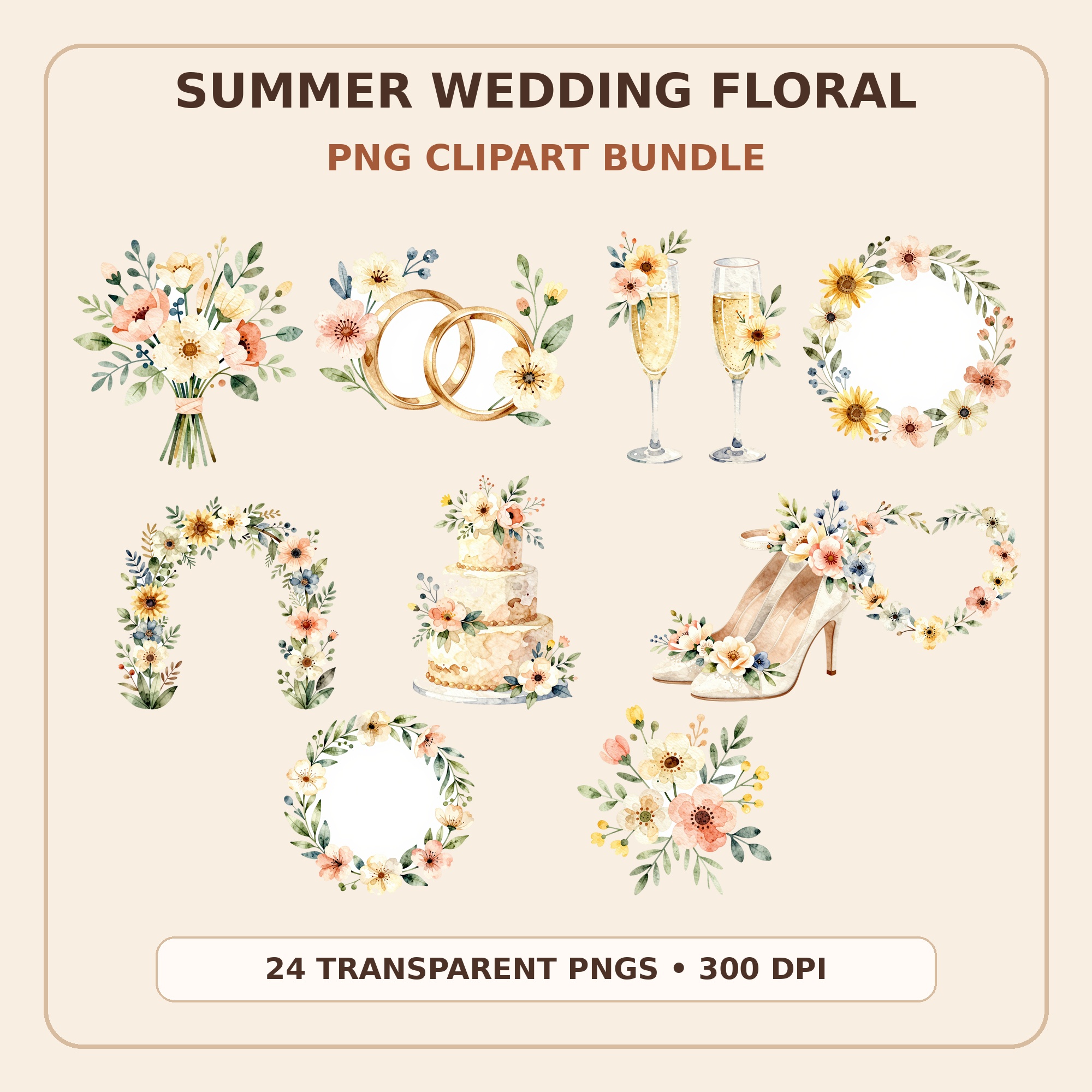 Summer Wedding Clipart Bundle preview