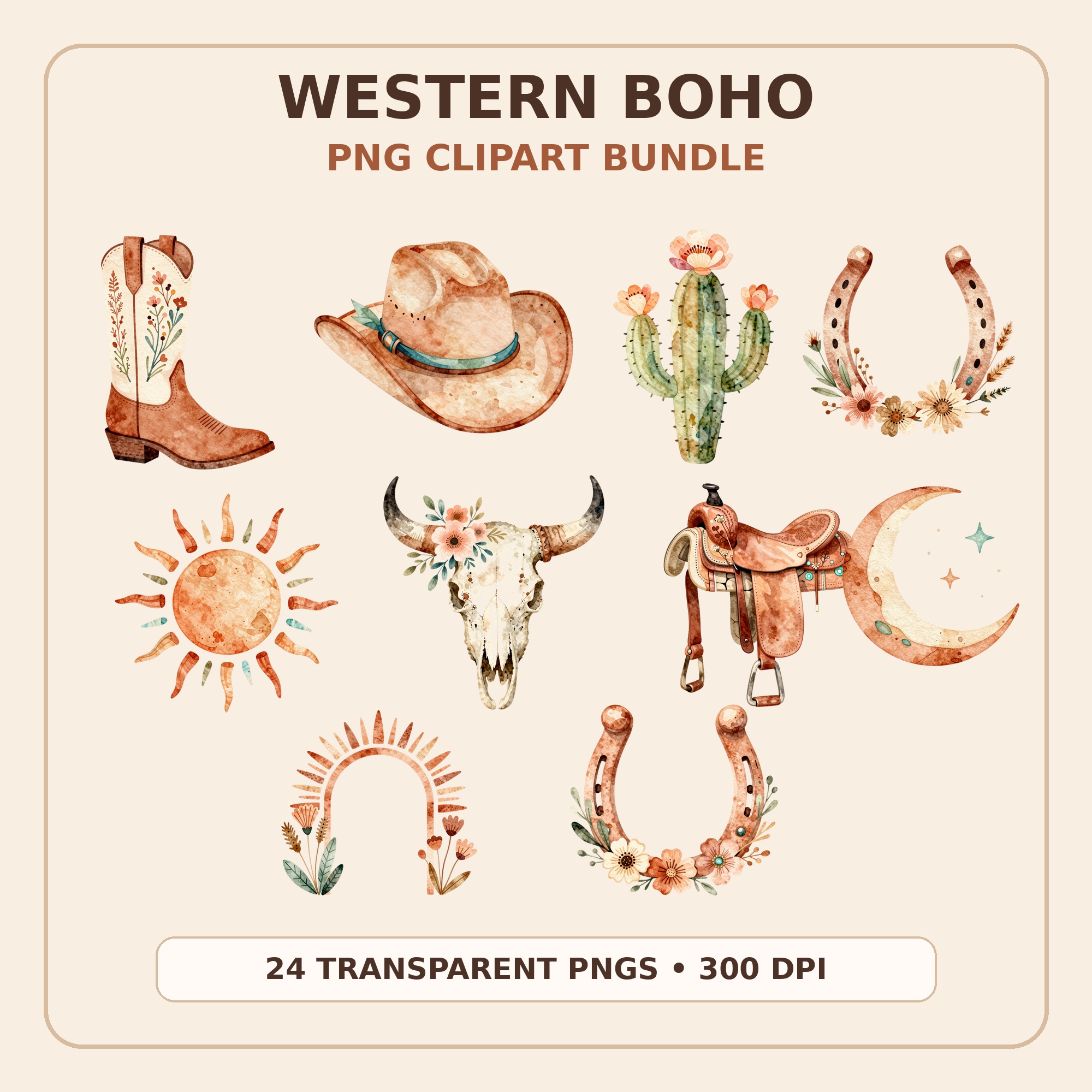 Western Boho Clipart Bundle