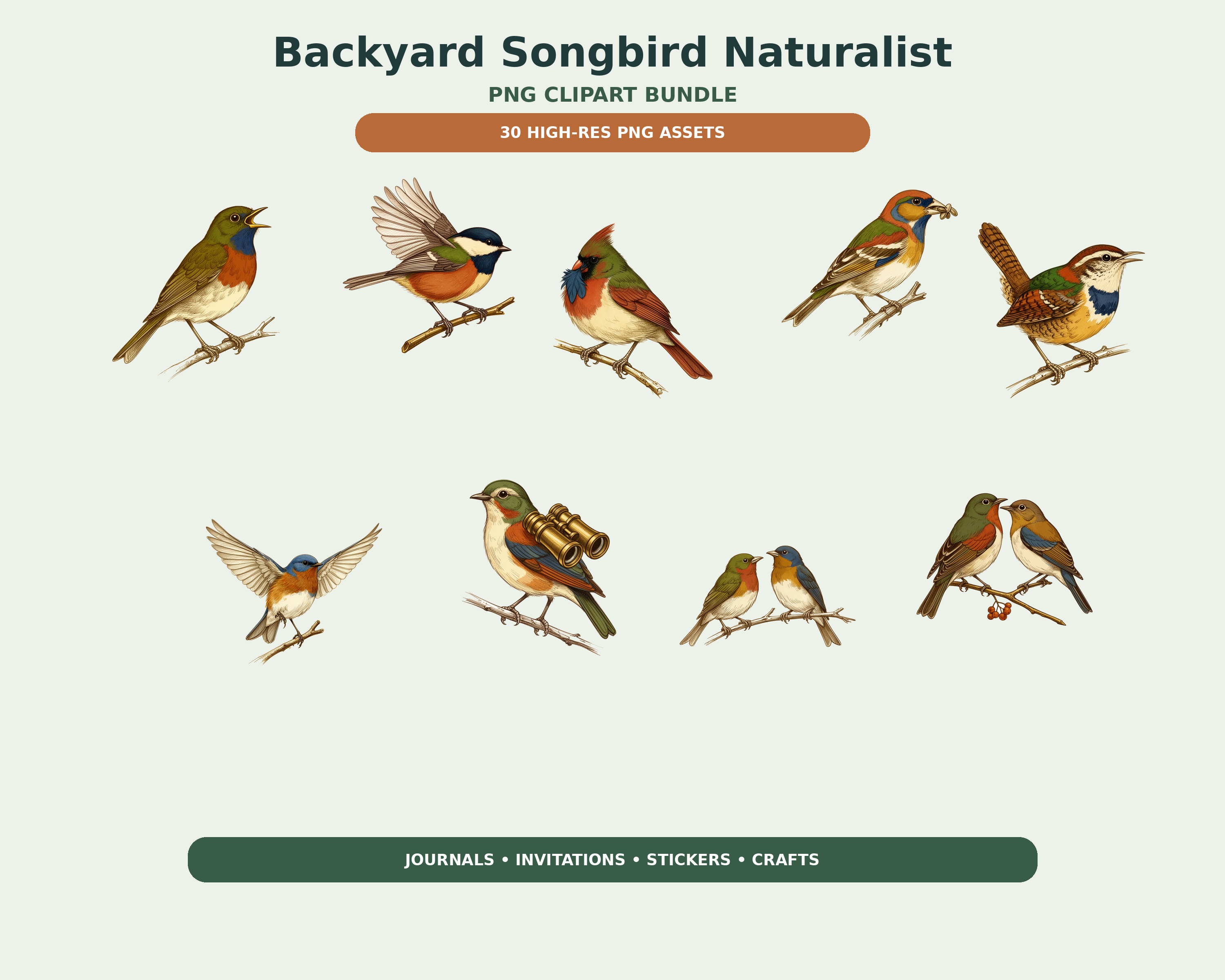 Backyard Songbird Naturalist Clipart preview