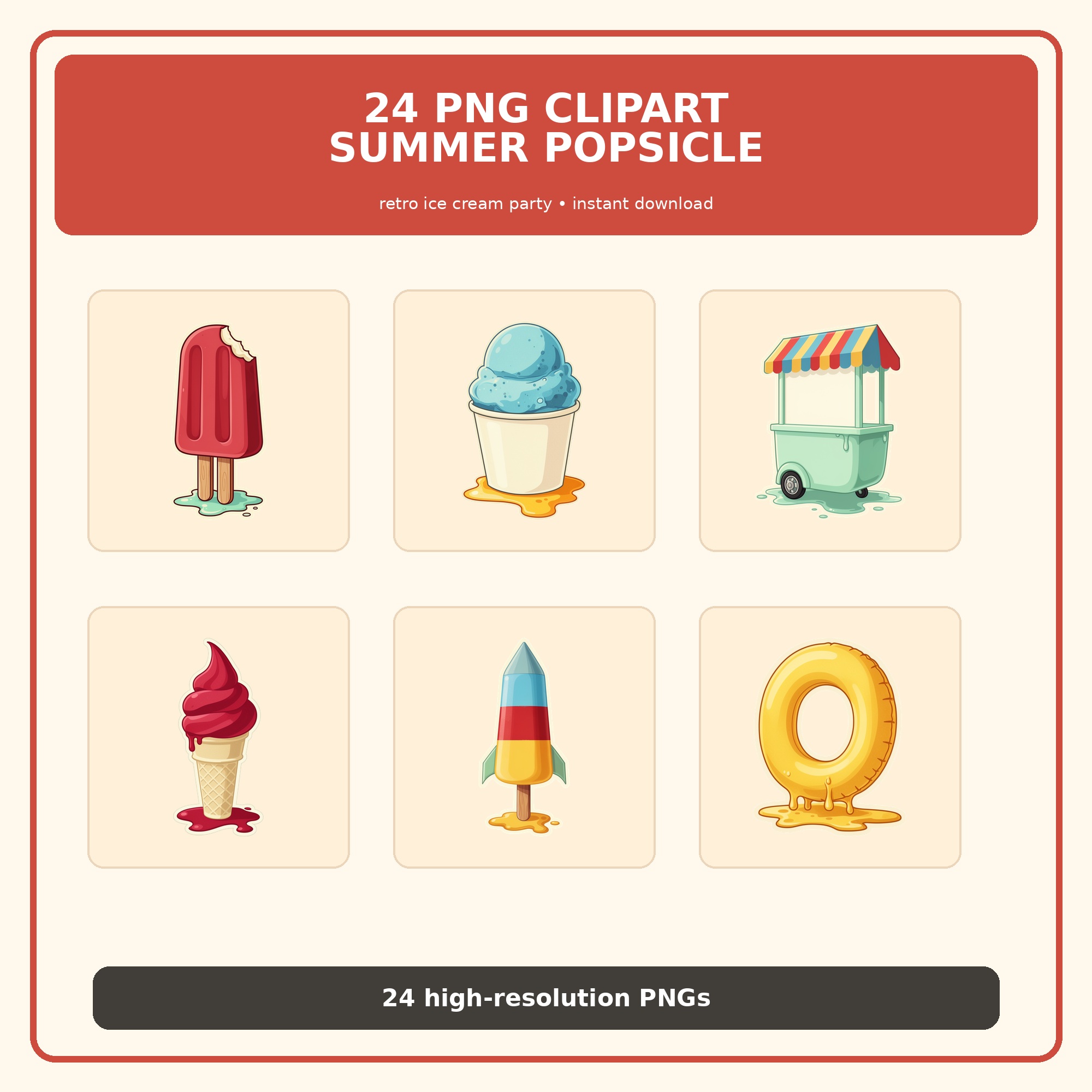 Retro Summer Popsicle Clipart Bundle preview