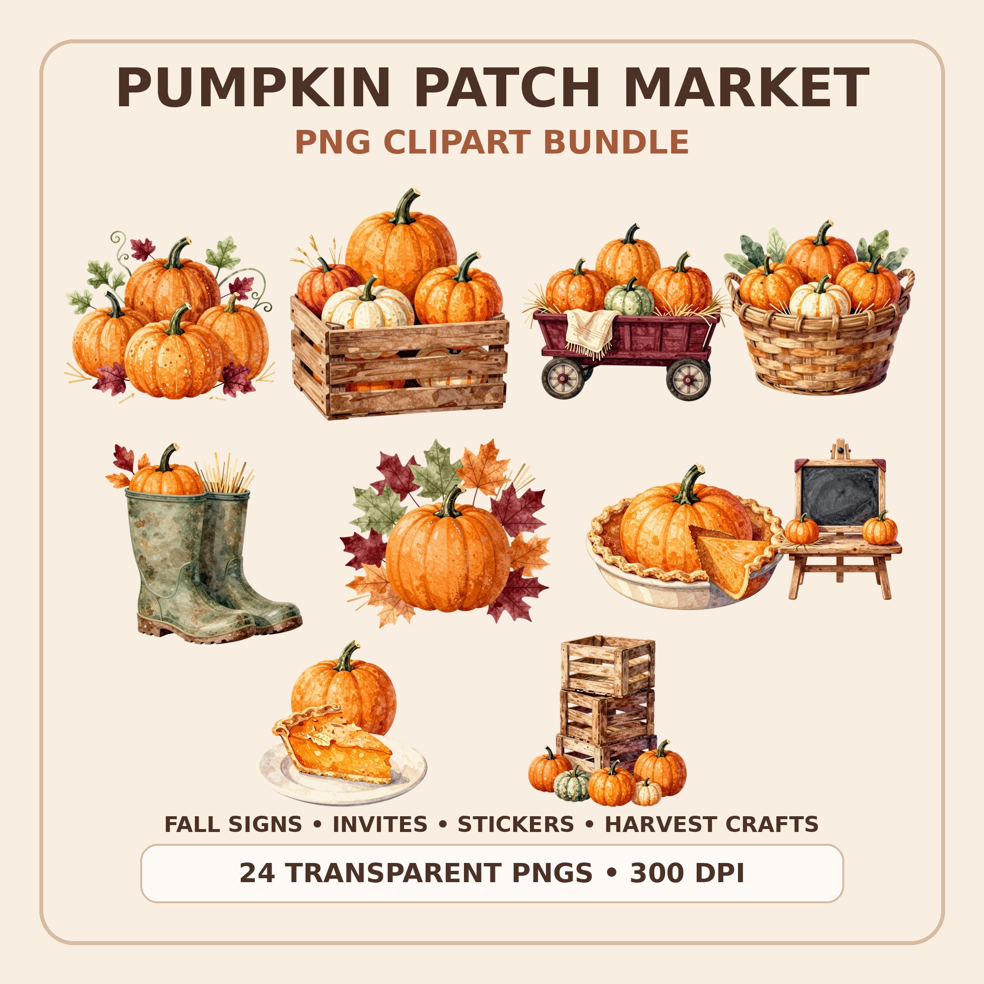 Pumpkin Patch Market Clipart Bundle preview