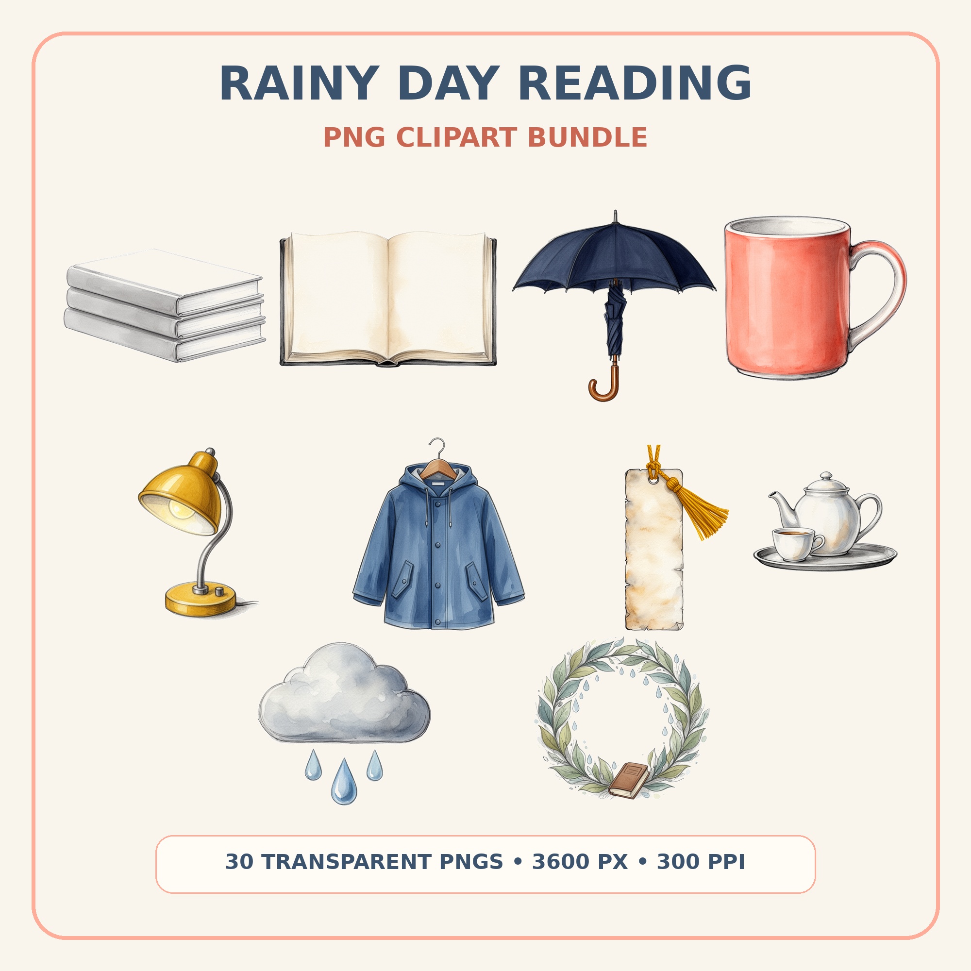 Rainy Day Reading Clipart Bundle preview