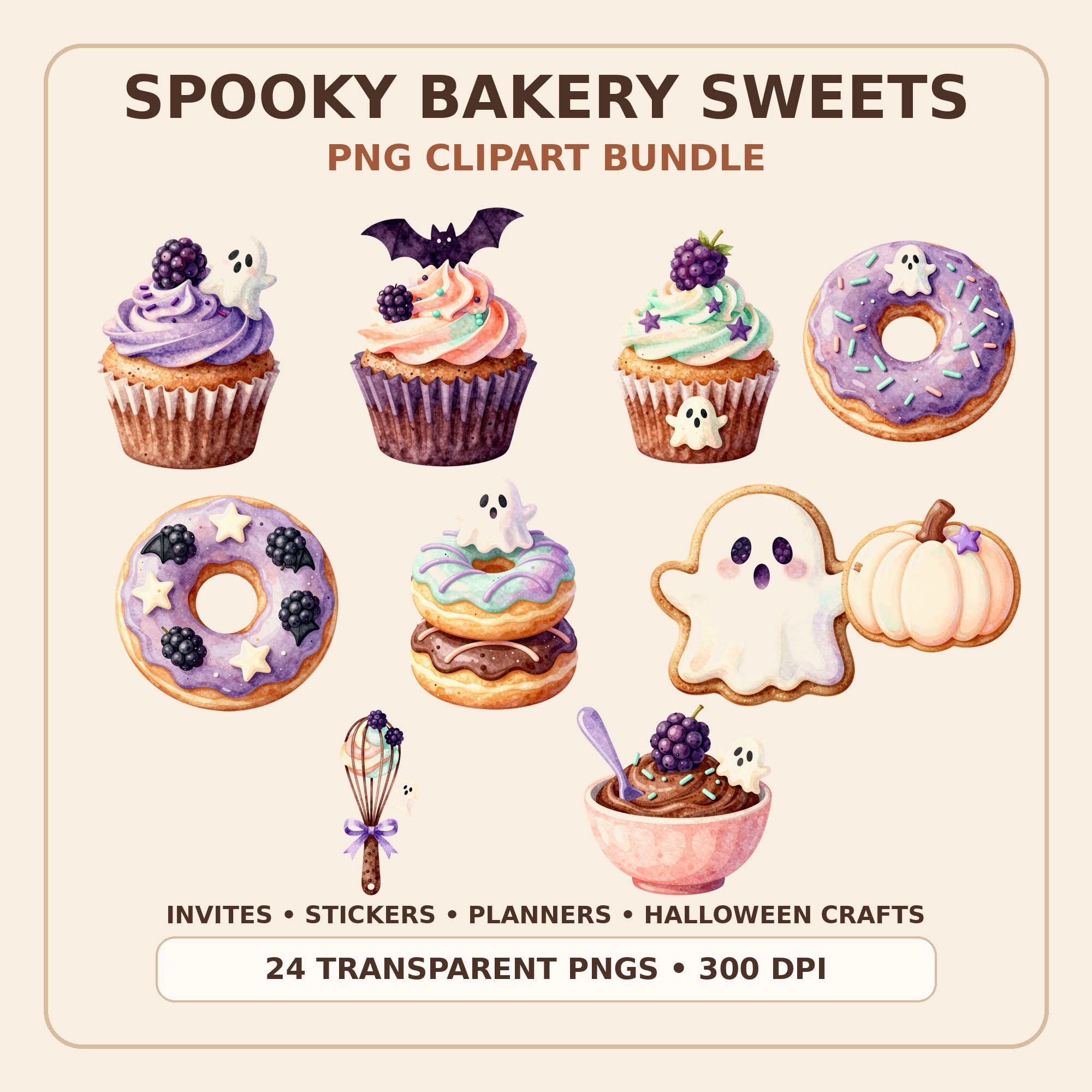 Spooky Bakery Sweets Clipart Bundle preview