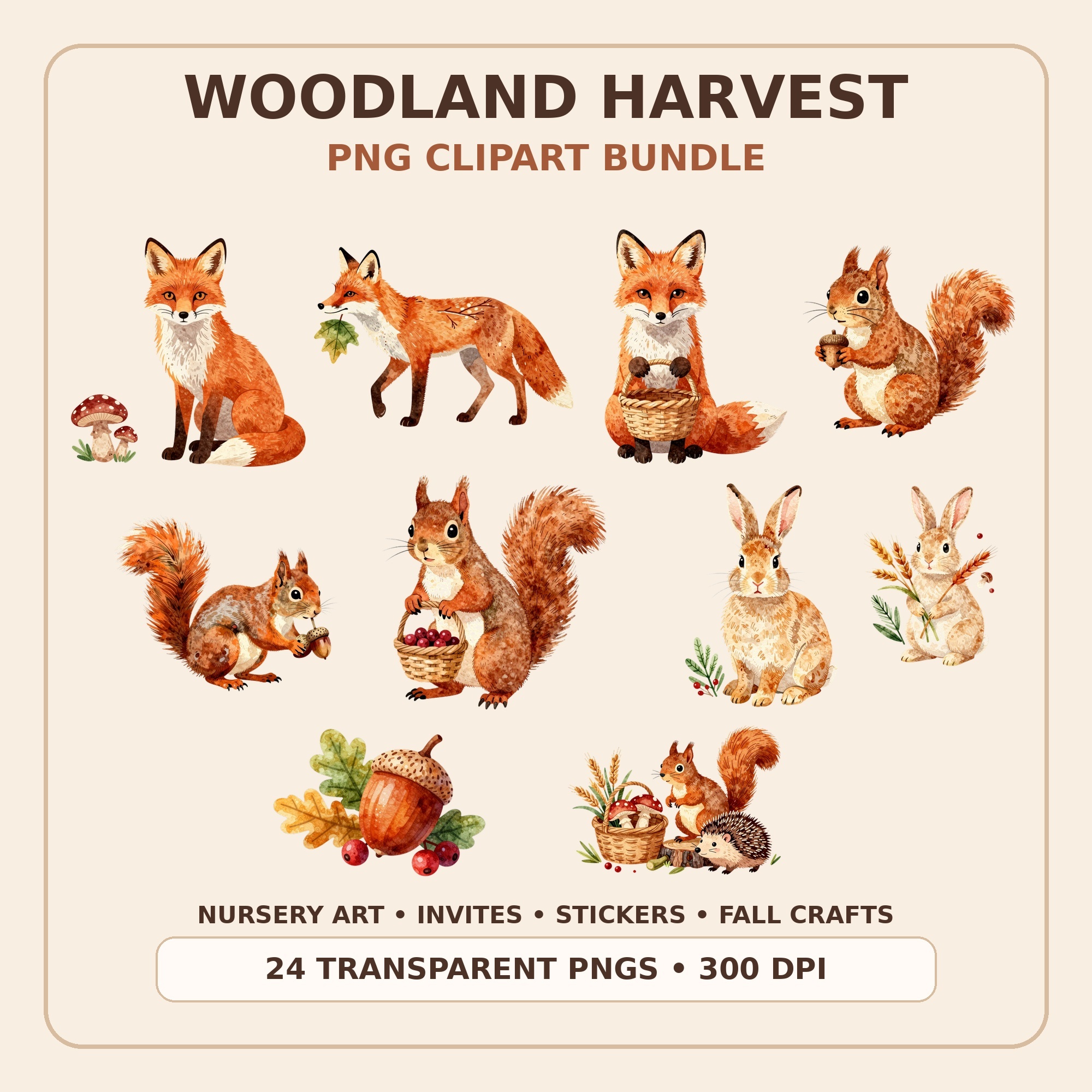 Woodland Fall Clipart Bundle preview