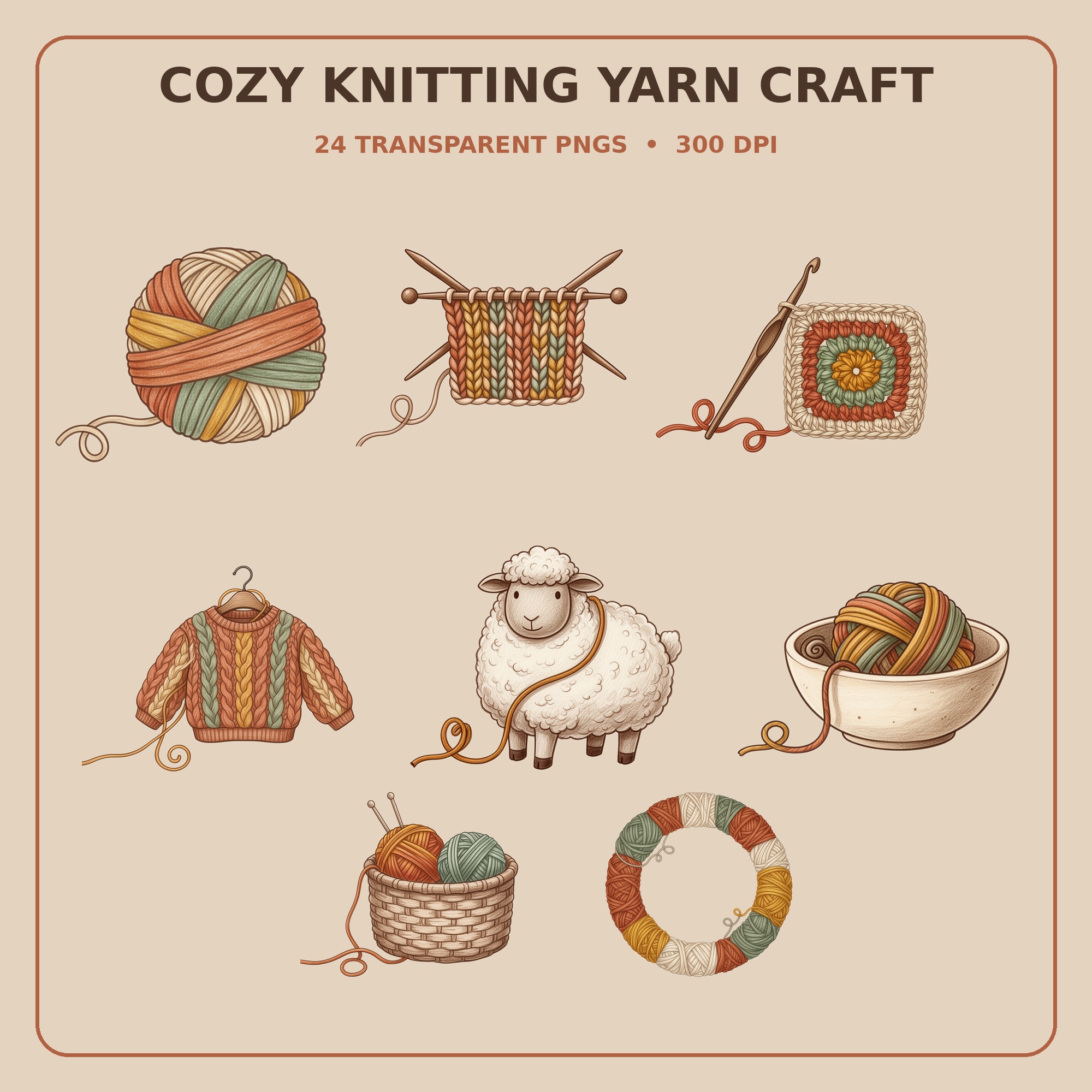 Cozy Knitting Clipart Bundle preview