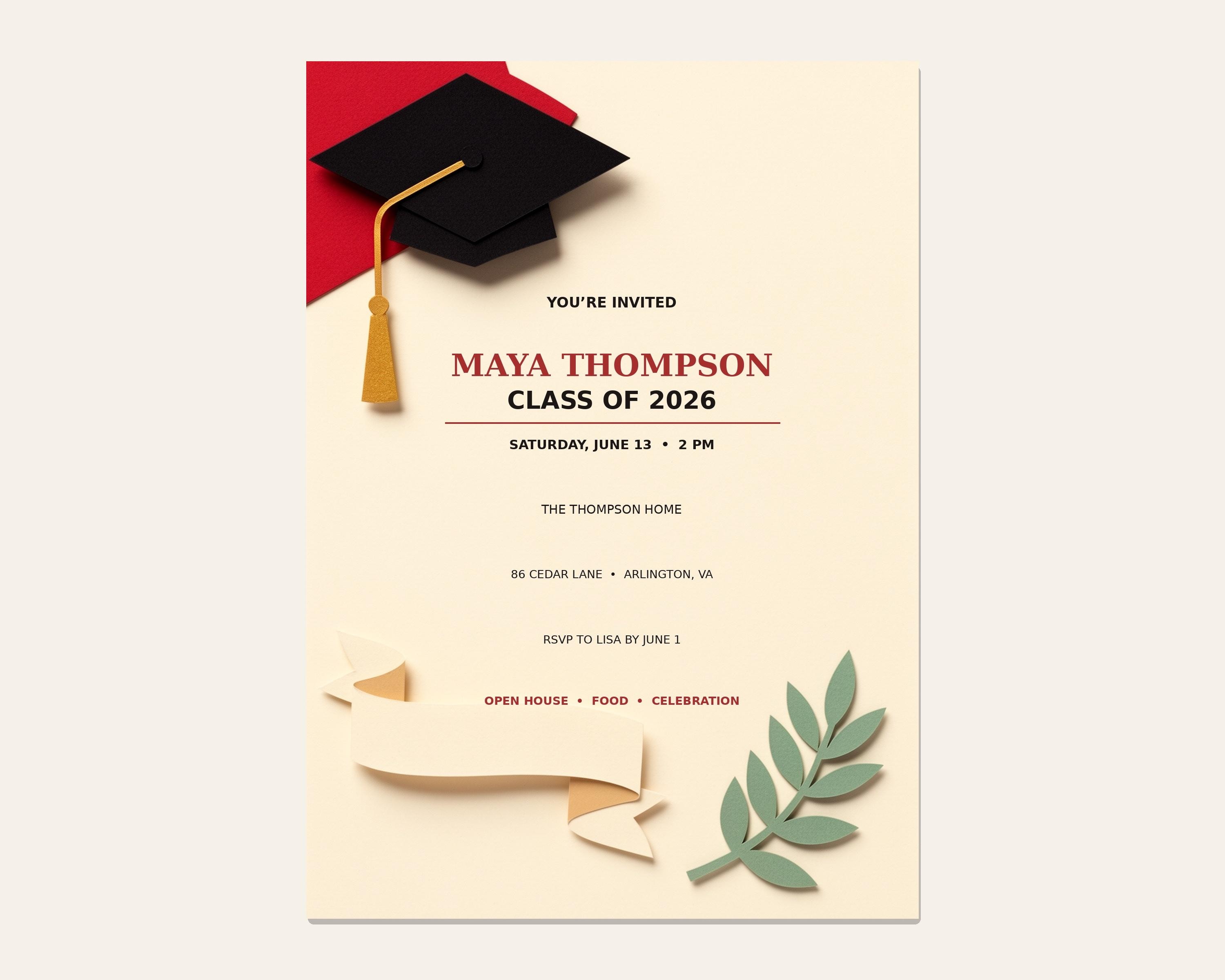 Personalized Graduation Open House Invitation preview